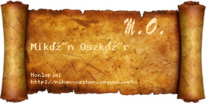 Mikán Oszkár névjegykártya